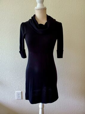 take out Black Cowl Neck Sweater Dress